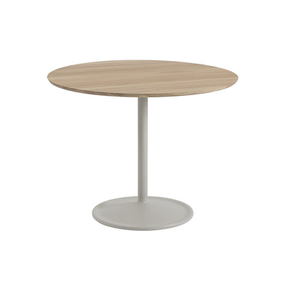 Soft Dining Table by Muuto -  D95 H73 / Solid Oiled Oak Top / Grey Aluminium Base