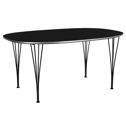 Superellipse Dining Table by Fritz Hansen - B613 / Black Laminate Tabletop / Black Steel Base
