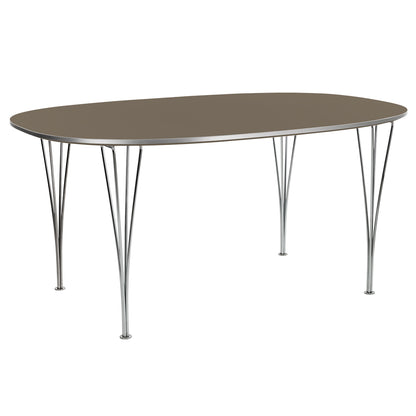 Superellipse Dining Table by Fritz Hansen - B613 / Brown Ottawa Laminate Tabletop / Chromed Steel Base