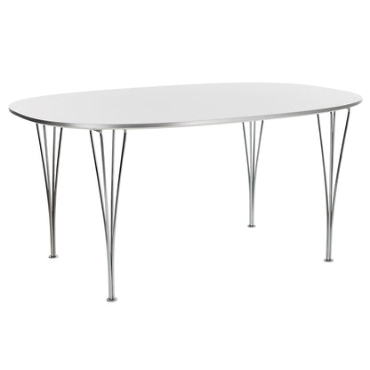 Superellipse Dining Table by Fritz Hansen - B613 / White Laminate Tabletop / Chromed Steel Base