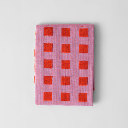 Squares Lilac/Warm Red Tea Towel by Wrap