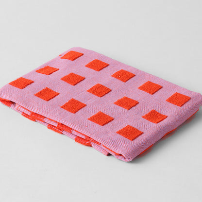 Squares Lilac/Warm Red Tea Towel by Wrap