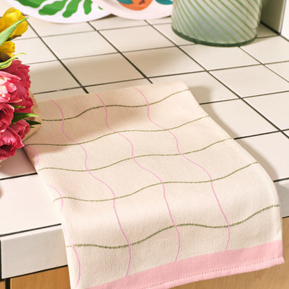 Wave Grid Natural Cotton Tea Towel by Wrap