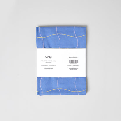 Wave Grid Blue Cotton Tea Towel by Wrap