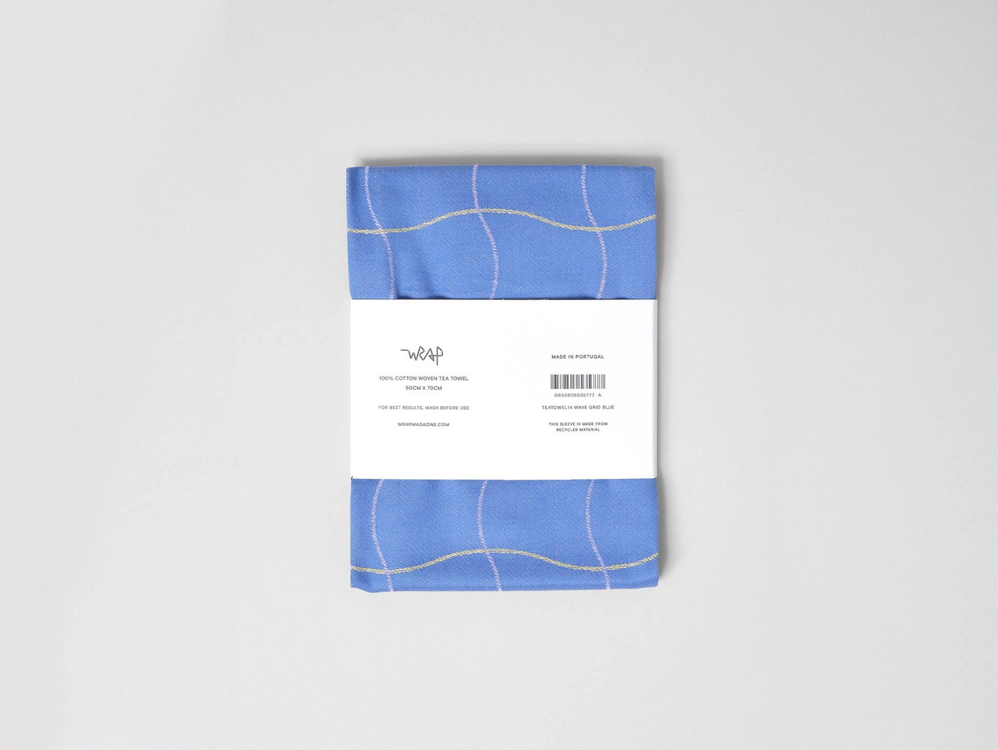 Wave Grid Blue Cotton Tea Towel by Wrap
