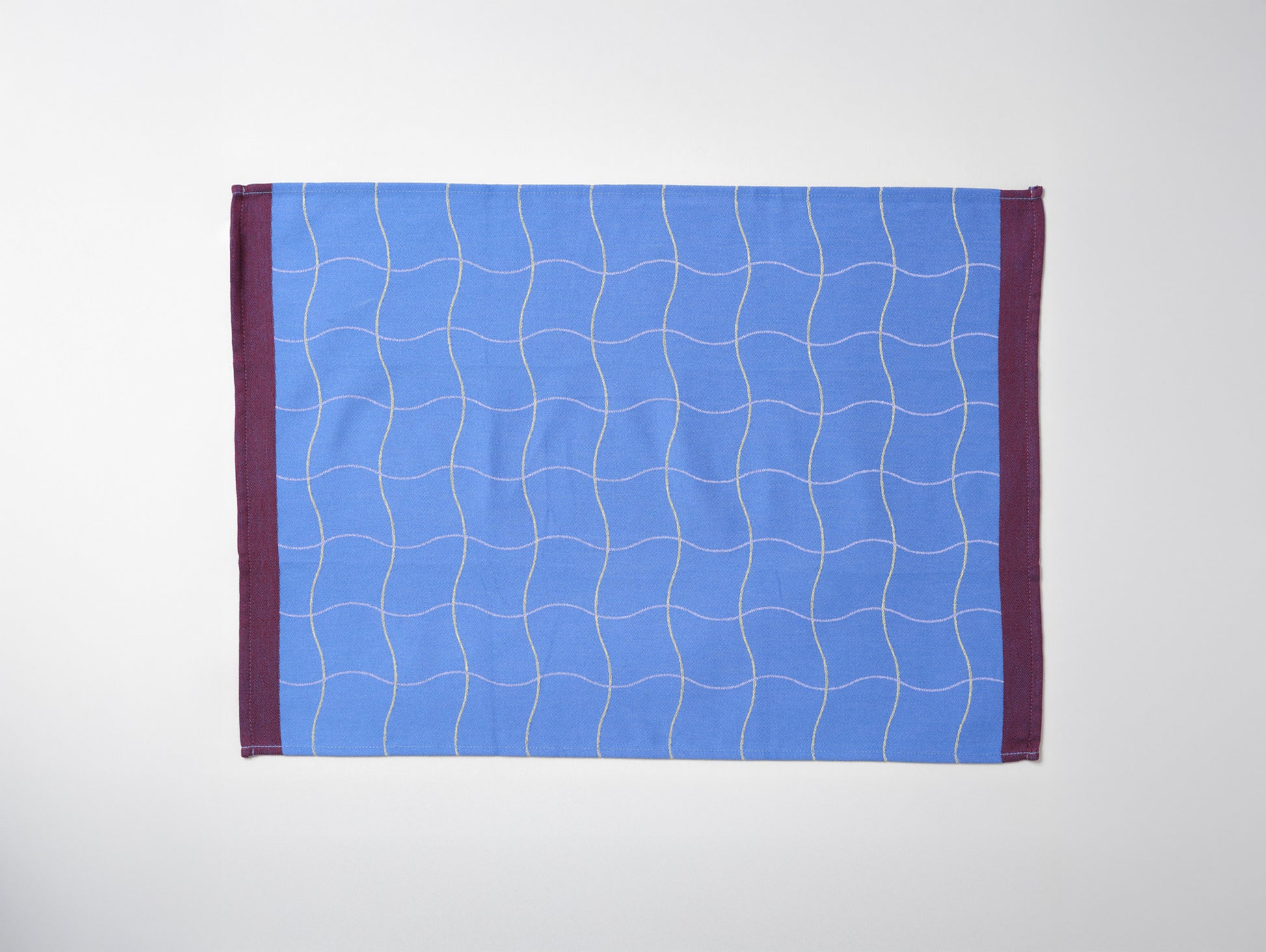 Wave Grid Blue Cotton Tea Towel by Wrap