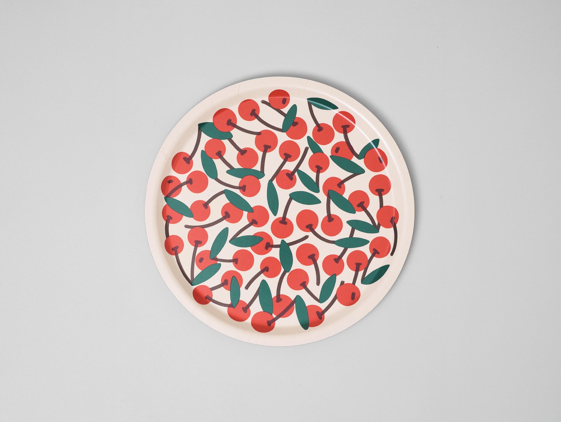 Cherries Small Round Serving Tray by Wrap