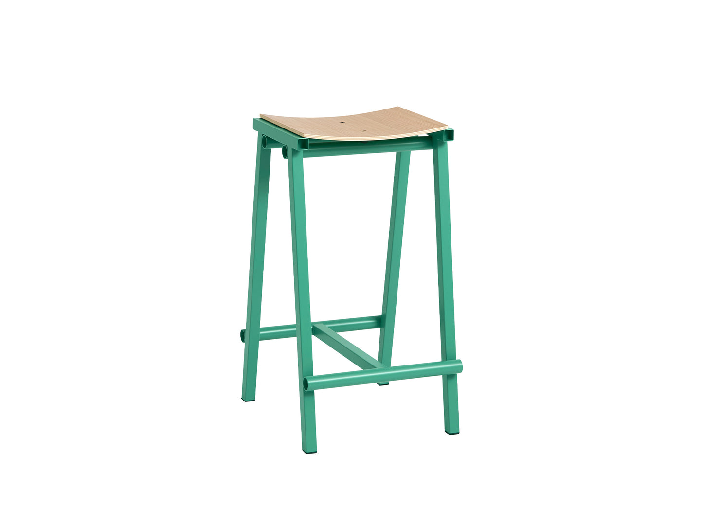 Taburete 8 Bar Stool by HAY - Low / Lacquered Oak Seat / Jade Base