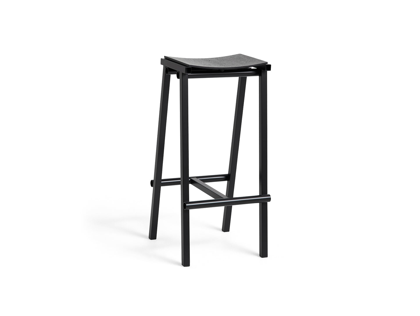 Taburete 8 Bar Stool by HAY - High / Black Lacquered Oak Seat / Black Base