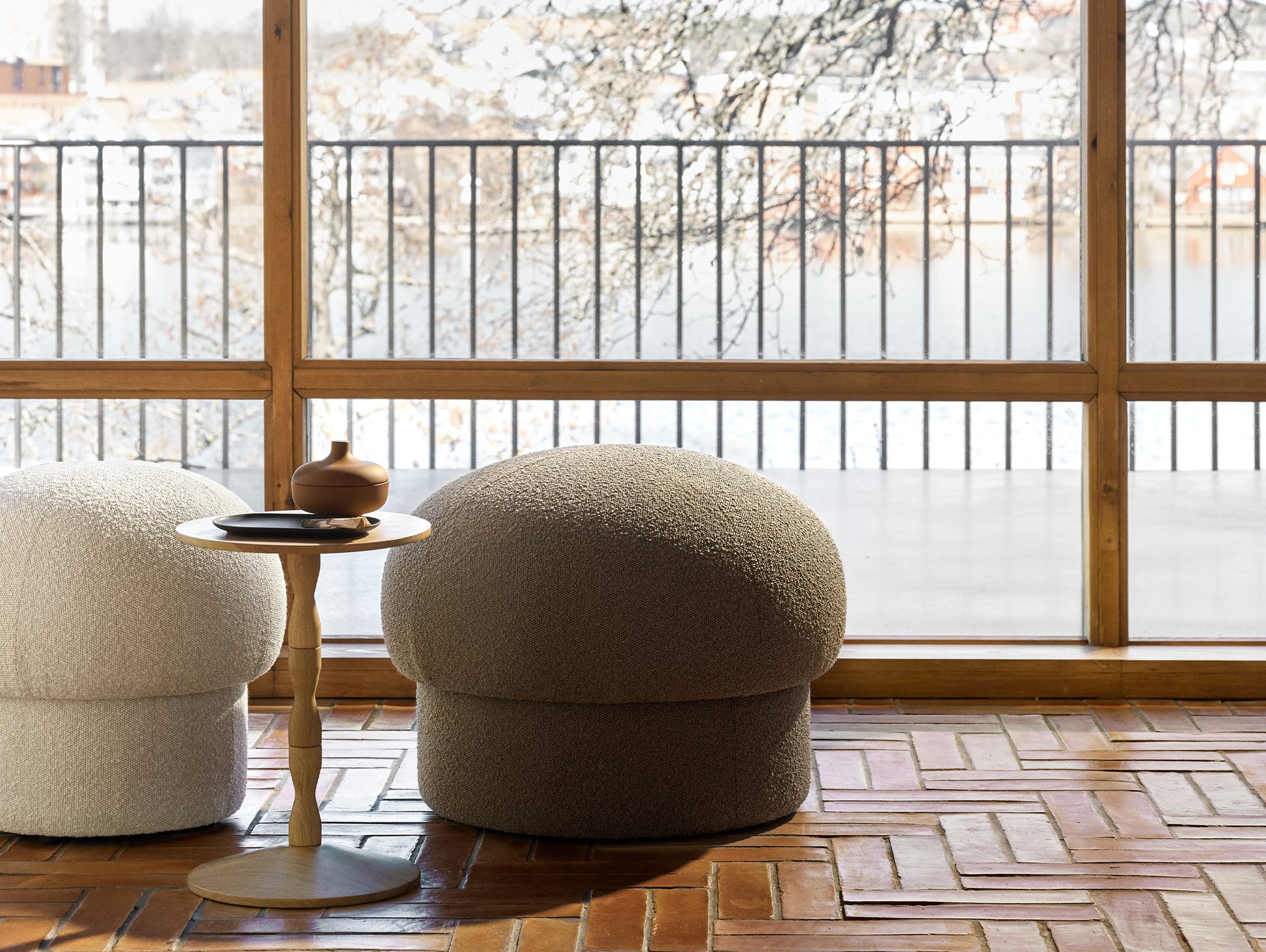 Uno Pouf by Design House Stockholm - D 65cm / Brown