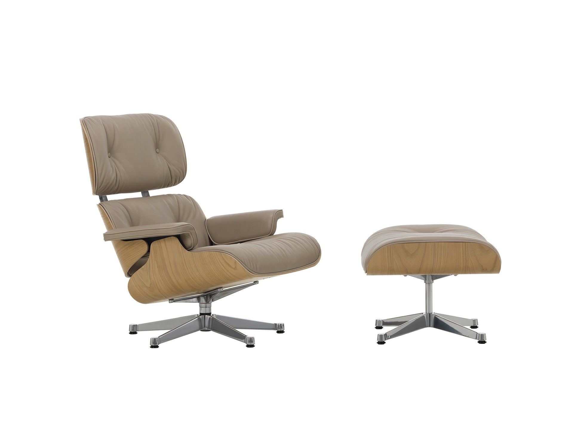 Eames Lounge Chair by Vitra - Lacquered Chestnut / Dark Sand Natural Leather (L60)