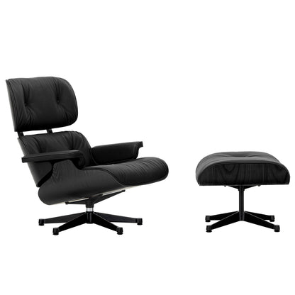 Eames Lounge Chair by Vitra - Black Lacquered Chestnut / Nero Natural Leather (L60)