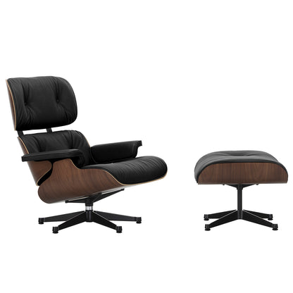 Eames Lounge Chair by Vitra - Dark Lacquered Walnut / Nero Premium Leather (L50)