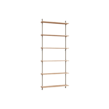 Wall Shelving System Sets (200 cm) by Moebe - WS.200.1 / Warm Grey Uprights / Oiled Oak