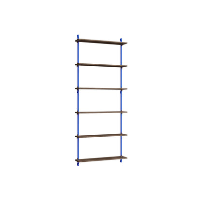 Wall Shelving System Sets (200 cm) by Moebe - WS.200.1 / Deep Blue Uprights / Smoked Oak
