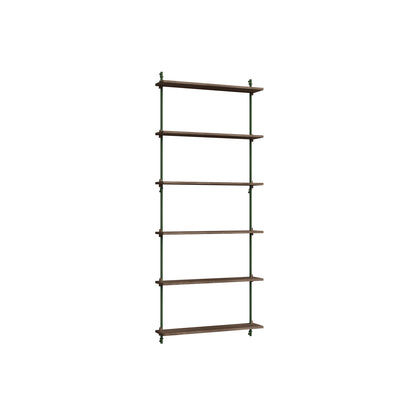 Wall Shelving System Sets (200 cm) by Moebe - WS.200.1 / Pine Green Uprights / Smoked Oak