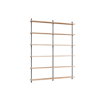 Wall Shelving System Sets (200 cm) by Moebe - WS.200.2.B / Black Uprights / Oiled Oak