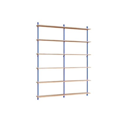 Wall Shelving System Sets (200 cm) by Moebe - WS.200.2.B / Deep Blue Uprights / Oiled Oak