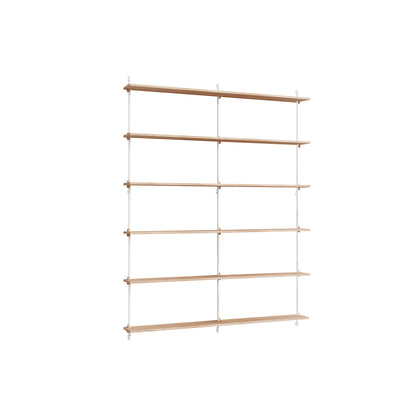 Wall Shelving System Sets (200 cm) by Moebe - WS.200.2.B / White Uprights / Oiled Oak