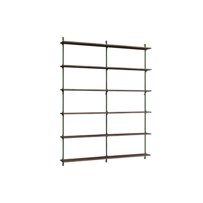 Wall Shelving System Sets (200 cm) by Moebe - WS.200.2.B / Pine Green Uprights / Smoked Oak