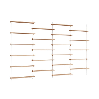 Wall Shelving System Sets (200 cm) by Moebe - WS.200.4 / White Uprights / Oiled Oak