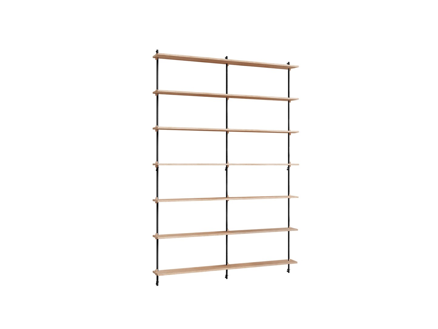 Wall Shelving System Sets (230 cm) by Moebe - WS.230.2.B / Black Uprights / Oiled Oak