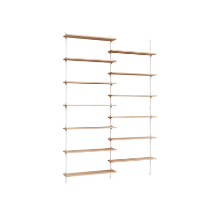 Wall Shelving System Sets (230 cm) by Moebe - WS.230.2 / White Uprights / Oiled Oak