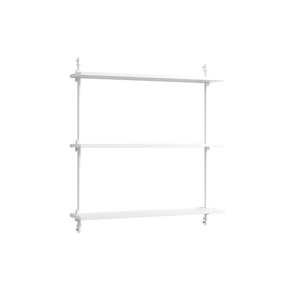 Wall Shelving System Sets (85 cm) by Moebe - WS.85.1 /  White Uprights / White Painted Oak