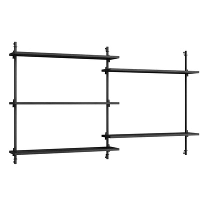 Wall Shelving System Sets (85 cm) by Moebe - WS.85.2 / Black Uprights / Black Painted Oak