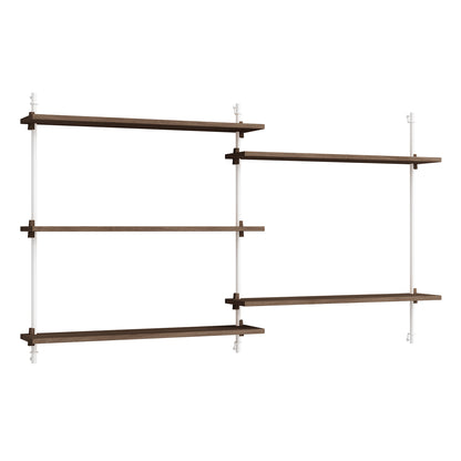 Wall Shelving System Sets (85 cm) by Moebe - WS.85.2 / White Uprights / Smoked Oak