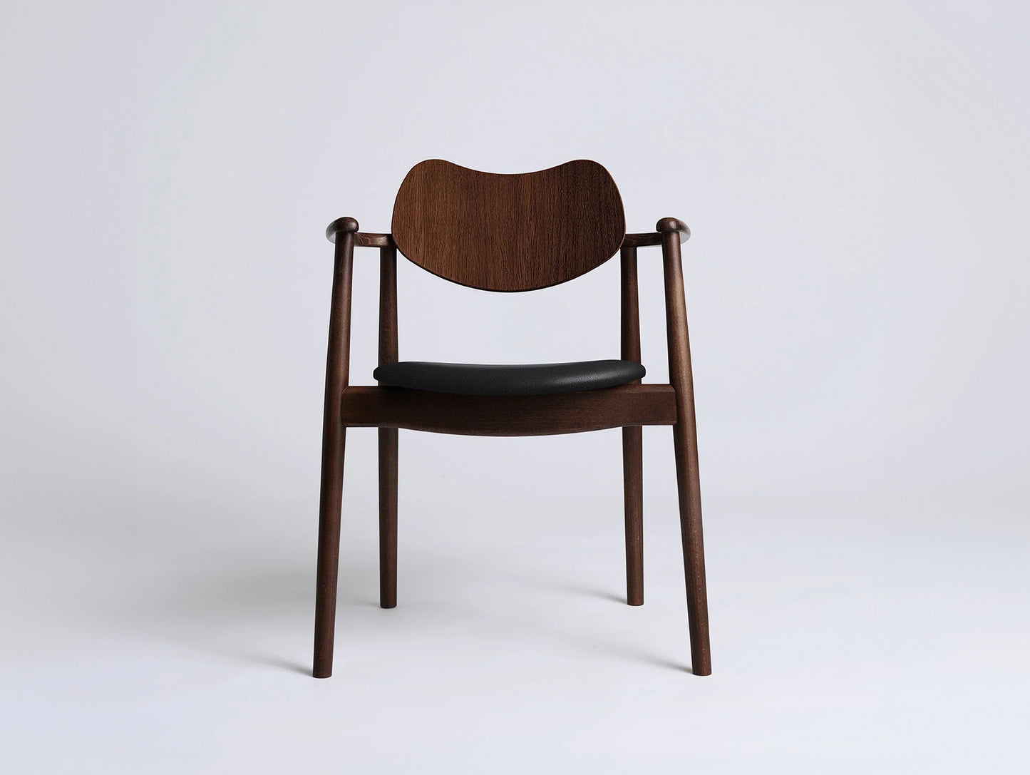 Regatta Chair Seat Upholstered by Ro Collection - Walnut Stained Beech / Exclusive Black Leather