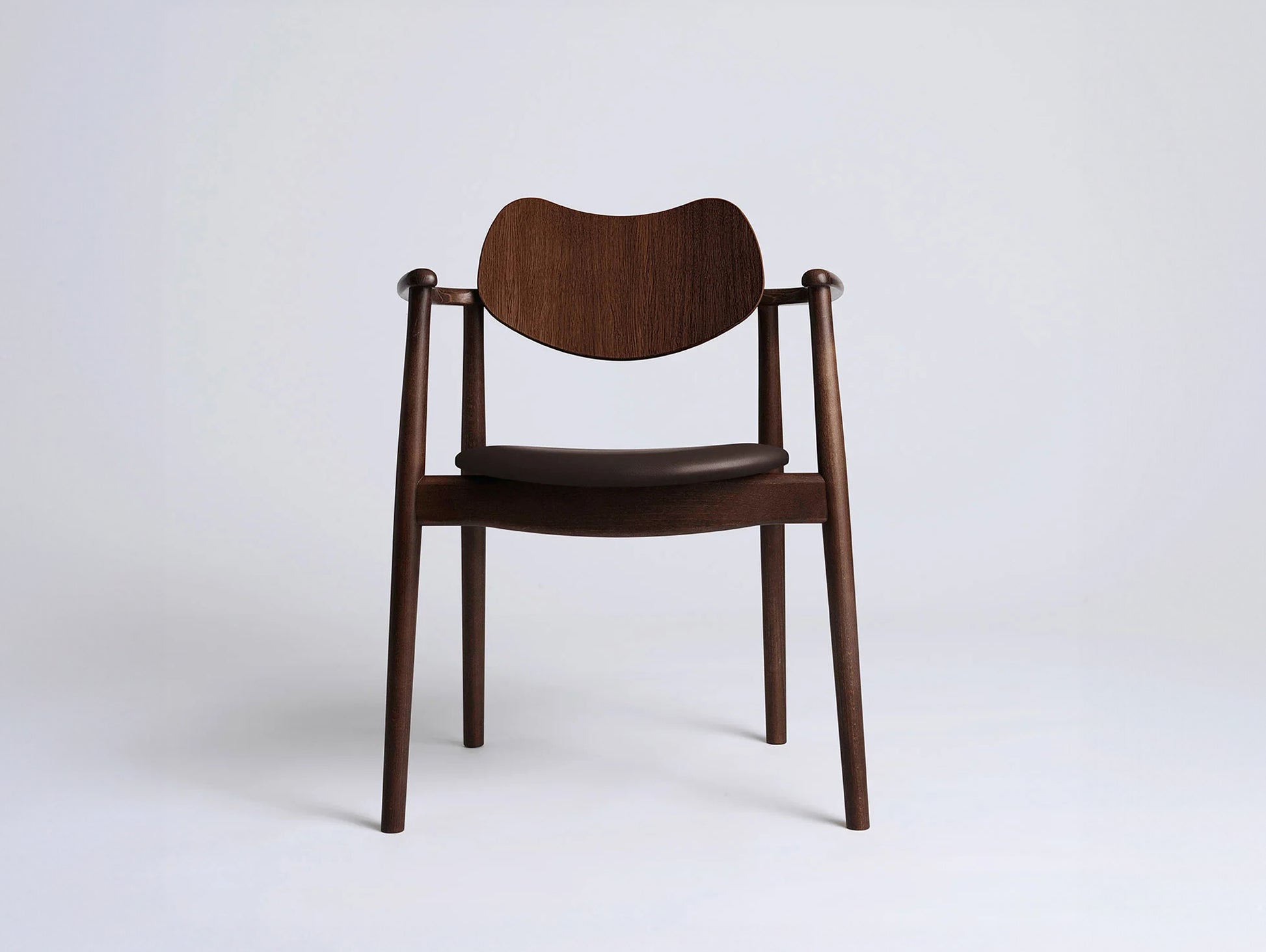 Regatta Chair Seat Upholstered by Ro Collection - Walnut Stained Beech / Exclusive Chocolate Brown Leather