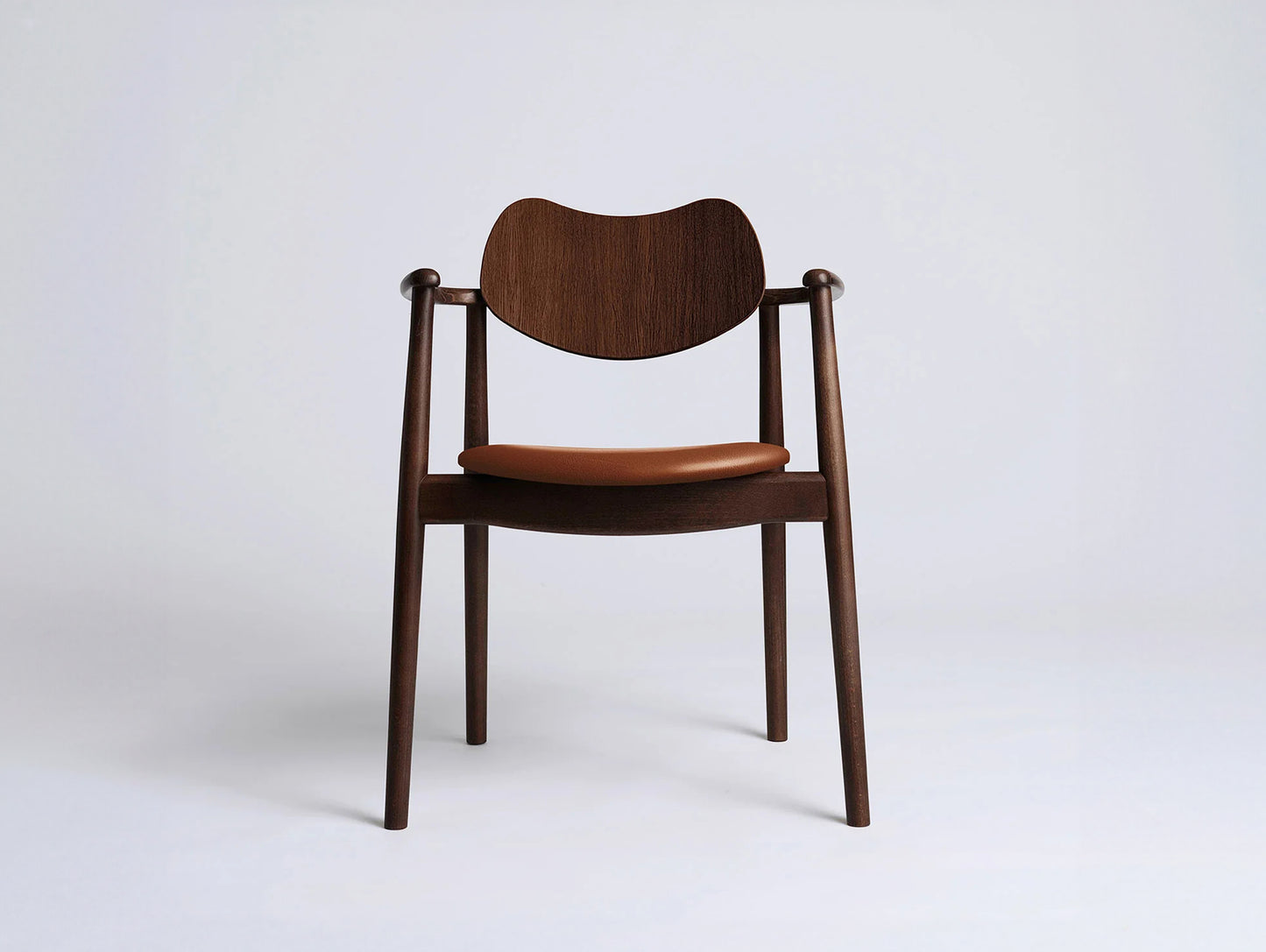 Regatta Chair Seat Upholstered by Ro Collection - Walnut Stained Beech / Exclusive Cognac Leather