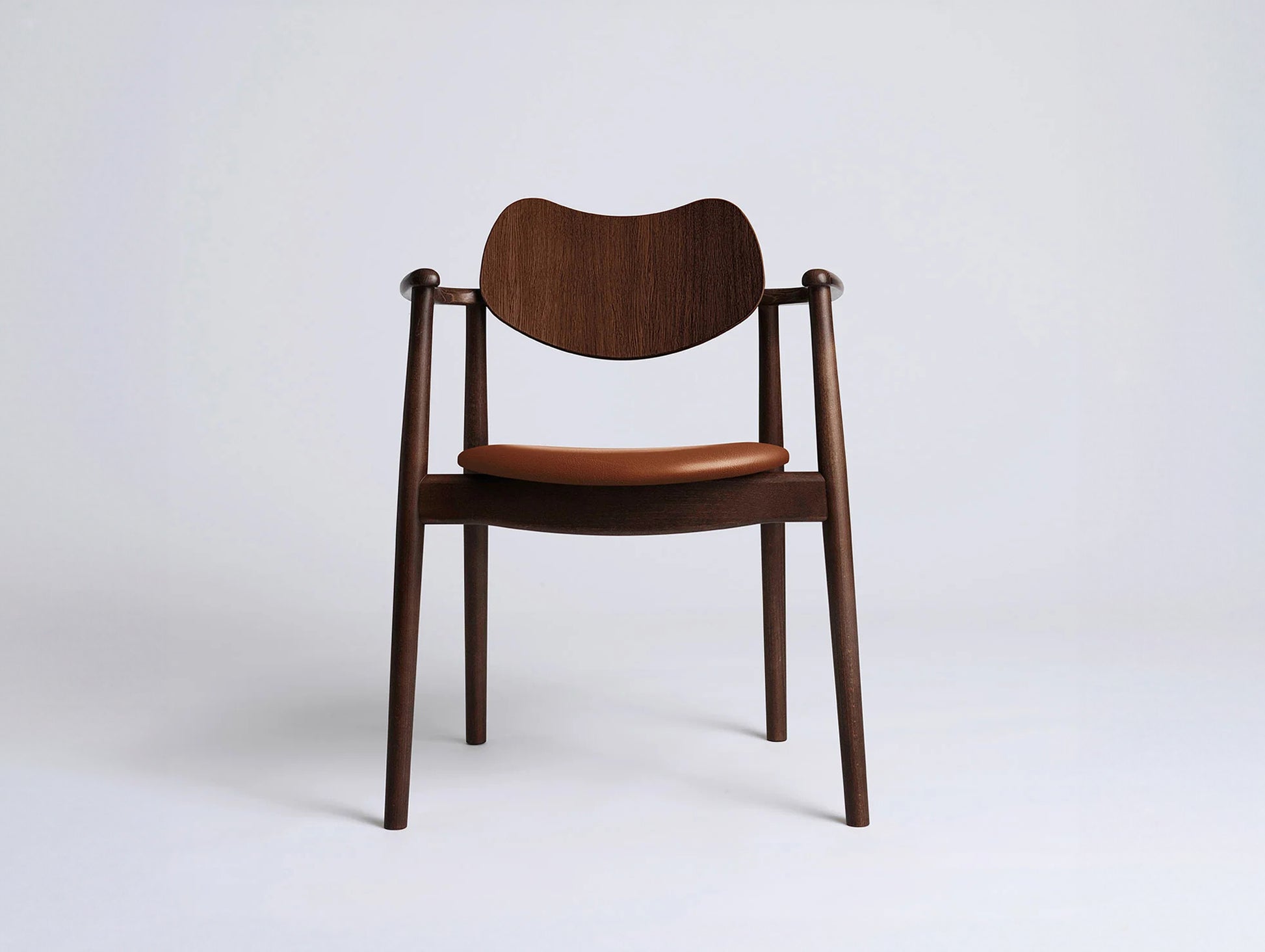 Regatta Chair Seat Upholstered by Ro Collection - Walnut Stained Beech / Exclusive Cognac Leather