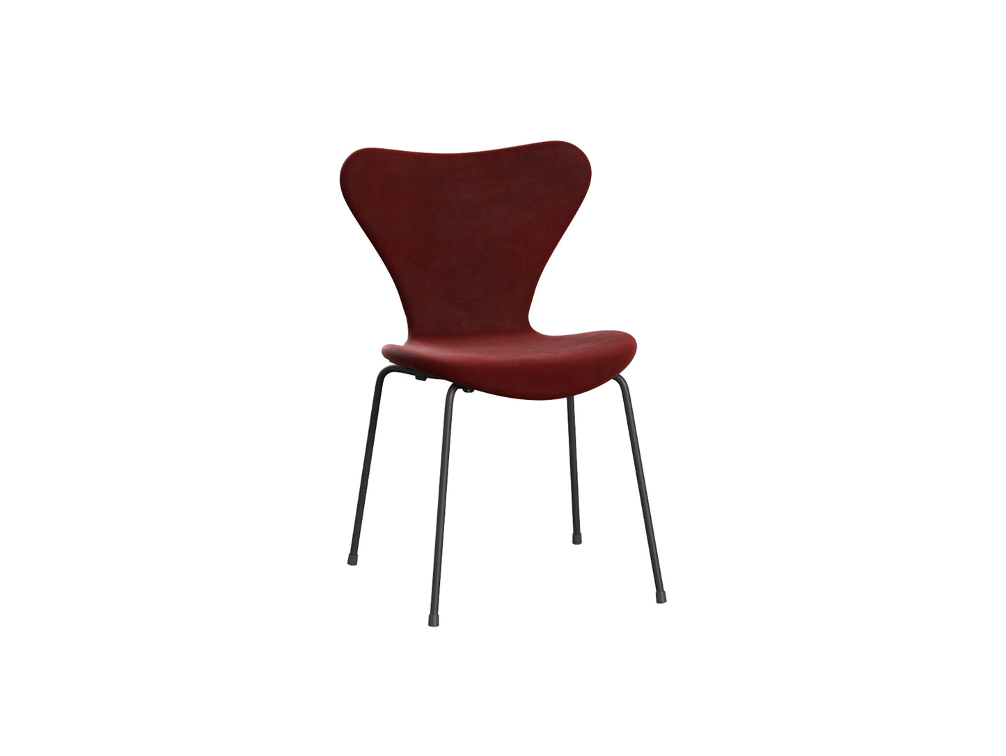Series 7™ 3107 Dining Chair (Fully Upholstered) by Fritz Hansen - Warm Graphite Steel / Belfast Autumn Red