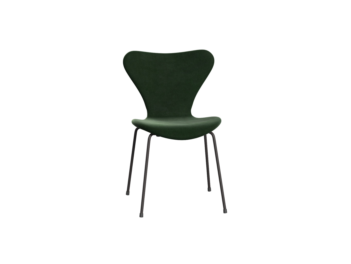 Series 7™ 3107 Dining Chair (Fully Upholstered) by Fritz Hansen - Warm Graphite Steel / Belfast Forest Green