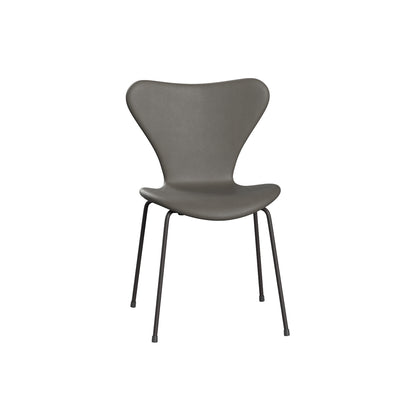Series 7™ 3107 Dining Chair (Fully Upholstered) by Fritz Hansen - Warm Graphite Steel / Essential Lava Leather