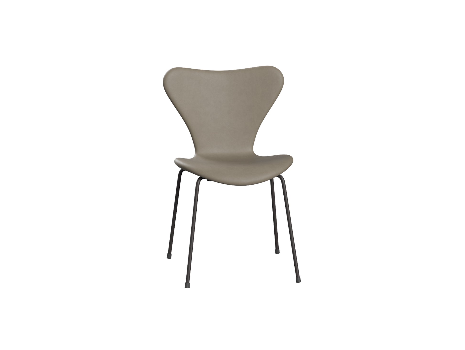 Series 7™ 3107 Dining Chair (Fully Upholstered) by Fritz Hansen - Warm Graphite Steel / Essential Light Grey Leather