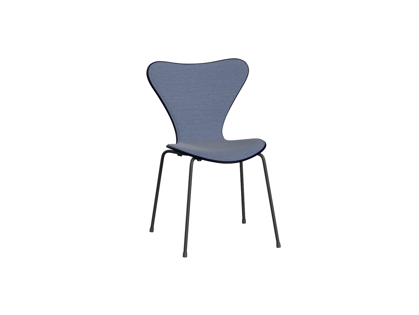 Series 7™ 3107 Dining Chair (Front Upholstered) by Fritz Hansen - Warm Graphite Steel / Front: Steelcut Trio 3 716 / Back: Midnight Blue Lacquered Veneer