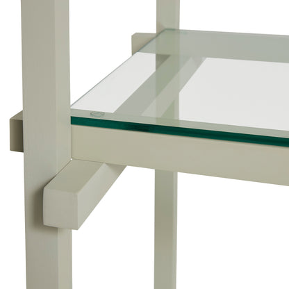 Woody Shelves by HAY - Woody low / Frame: Smokey Grey Beech / Shelf: Clear Glass