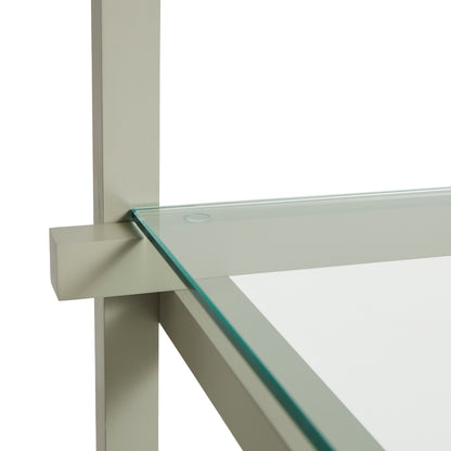 Woody Shelves by HAY - Woody low / Frame: Smokey Grey Beech / Shelf: Clear Glass