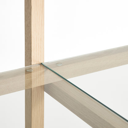 Woody Shelves by HAY - Woody low / Frame: Soaped Oak / Shelf: Clear Glass
