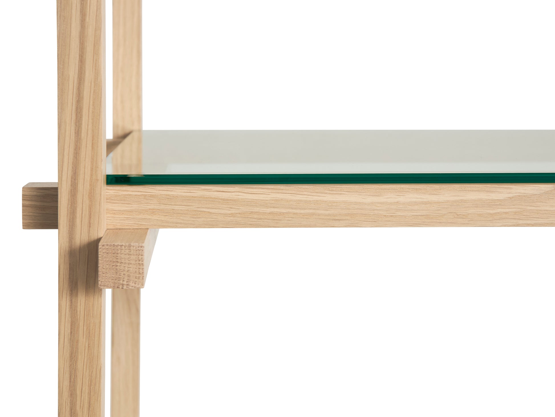 Woody Shelves by HAY - Woody low / Frame: Soaped Oak / Shelf: Clear Glass
