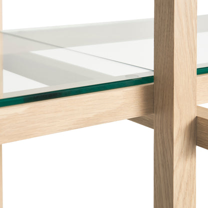 Woody Shelves by HAY - Woody low / Frame: Soaped Oak / Shelf: Clear Glass
