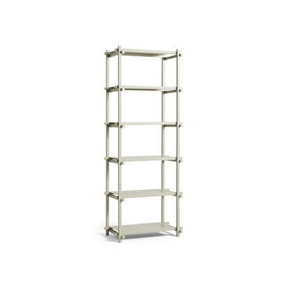 Woody Shelves by HAY - Woody 
 column low / Frame: Smokey Grey Beech / Shelf: Smokey Grey Powder-Coated Steel