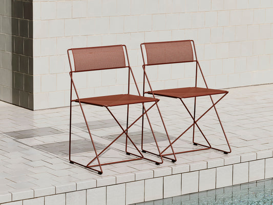 X-Line Chair Outdoor by HAY – Iron Red Powder-Coated Steel Frame / Iron Red Seat and Back
