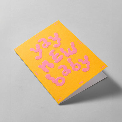 'Yay New Baby' Embossed Greetings Card by Wrap