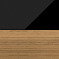 Swatch for Black Gloss HPL Tabletop / Natural Oak Base