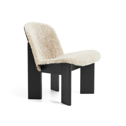 Chisel Lounge Chair (Front Upholstery) by HAY - Black Lacquered Oak / Mohawi Sheepskin 21