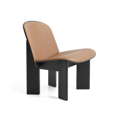 Chisel Lounge Chair (Front Upholstery) by HAY - Black Lacquered Oak / Nougat Sense Leather